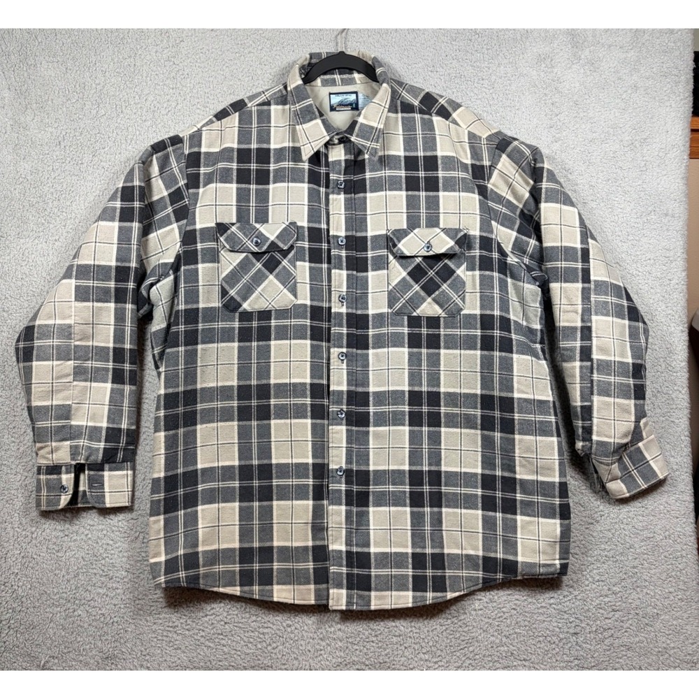 Vintage Fieldmaster Tall Plaid Quilted Flannel Shirt Jacket Mens‎ 3XL USA 90s